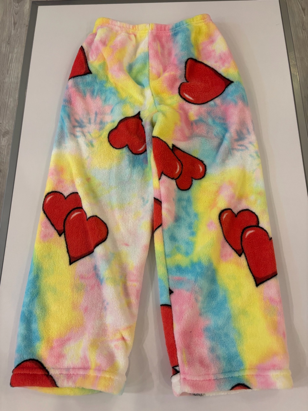 Kids Plush Tie-Dye Heart Pajama Pants - Pink/Yellow/Blue